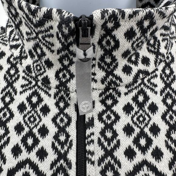Talbots Sweater WMNS M Black White Fair-Isle Half Zip Pullover Winter Chalet Top - Picture 5 of 10